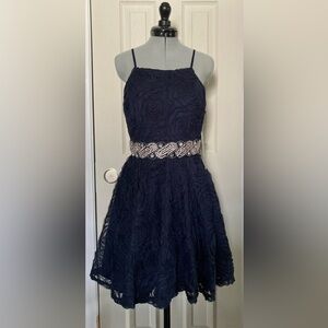 NWT - Fit & Flare Dress, Embellished, Navy Blue - Junior’s size 5